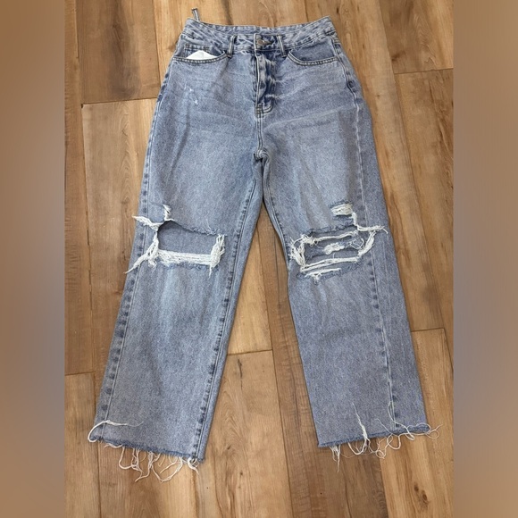 Wide leg, baggy, distressed, deconstructed, high waisted SHEIN Denim. Size M 6 - Picture 1 of 7